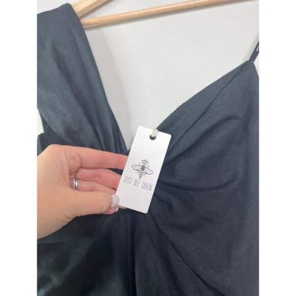 NWT Just BEE Queen Solange Lightweight Pleated Ruched Skirt Romper Black - Picture 4 of 7